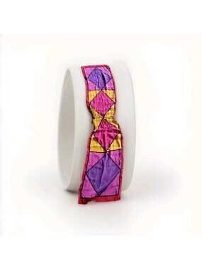 Oscar de la Renta Oblong Vintage Silk Scarf 52 x 11" Geometric Bold Vibrant READ